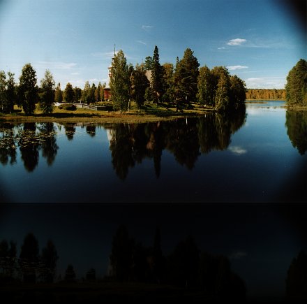 wooden church of Petäjävesi - lake side view